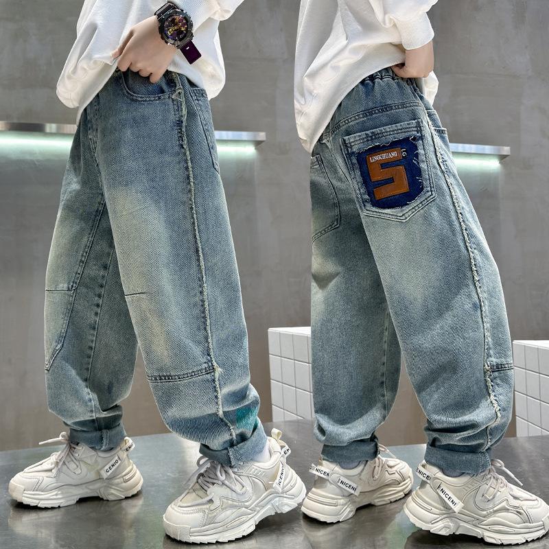 Детские джинсы Осенняя одежда Красивые мальчики Весенне-осенний стиль Красивые универсальные джинсы 170cm