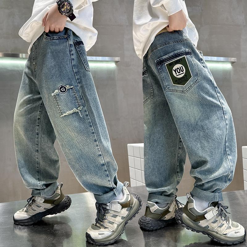 Детские джинсы Осенняя одежда Красивые мальчики Весенне-осенний стиль Красивые универсальные джинсы 130cm